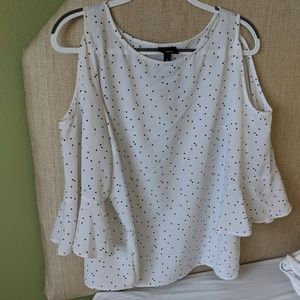 Cold shoulder polka dot blouse